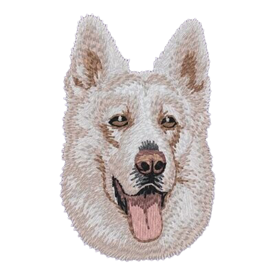 【ホワイト・スイス・シェパード・ドッグ_1】Dog刺繍ワッペン nui tag ホワイト・スイス・シェパード・ドッグ