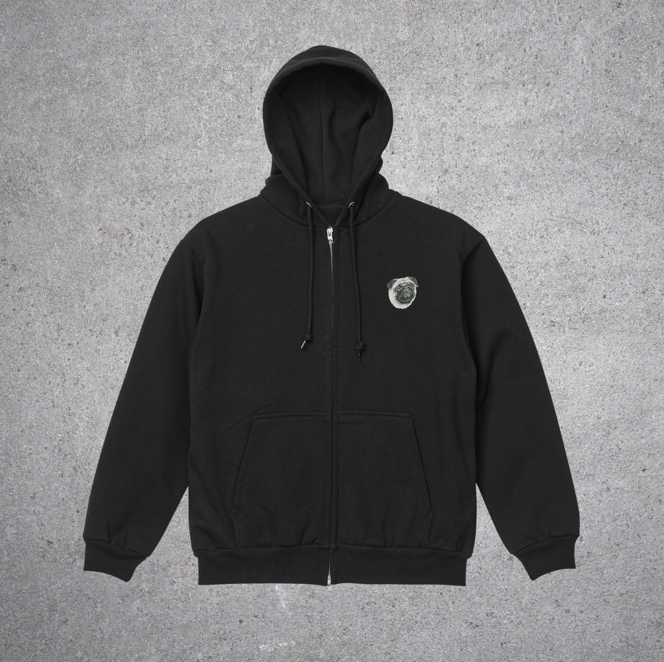 DOG刺繍　スウェット フルジップ パーカ（裏起毛）15.0オンス