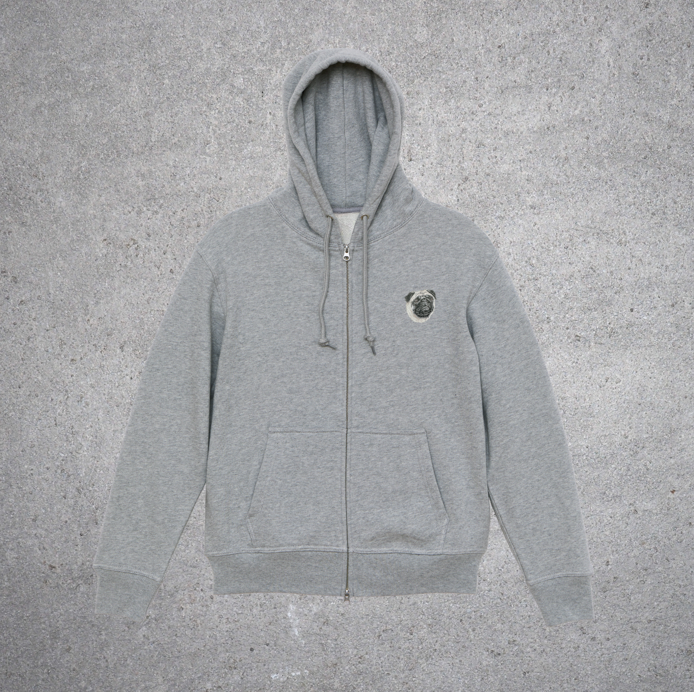 DOG刺繍　スウェット フルジップ パーカ（裏パイル）12.7オンス