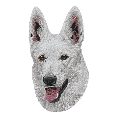 【ホワイト・スイス・シェパード・ドッグ_2】Dog刺繍ワッペン nui tag ホワイト・スイス・シェパード・ドッグ